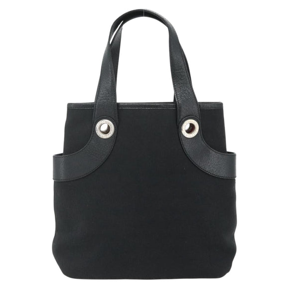 BVLGARI Logo Mania Hand Bag Canvas Black Silver Auth 180084