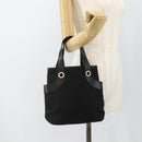 BVLGARI Logo Mania Hand Bag Canvas Black Silver Auth 180084-21