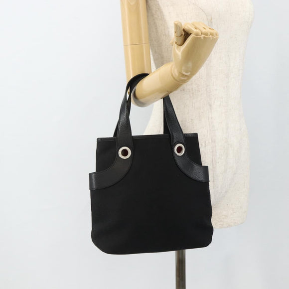 BVLGARI Logo Mania Hand Bag Canvas Black Silver Auth 180084