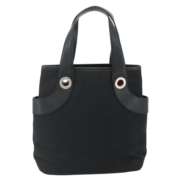 BVLGARI Logo Mania Hand Bag Canvas Black Silver Auth 180084
