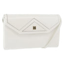 GIVENCHY Shoulder Bag Leather White Gold Auth 180085-1