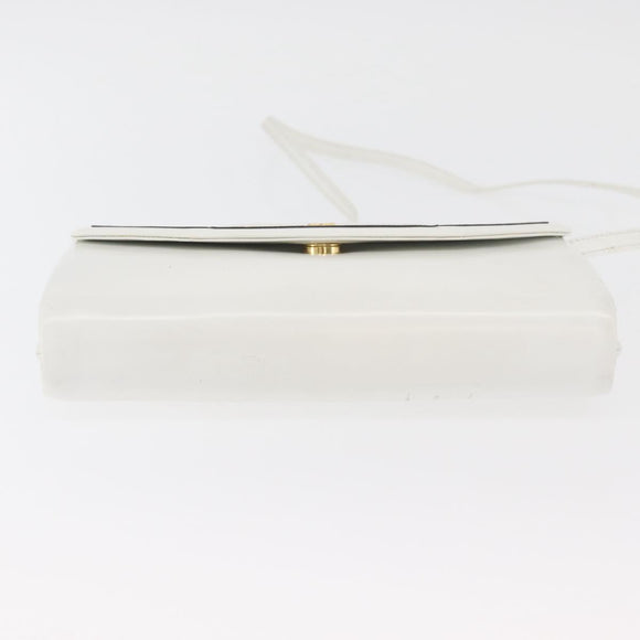 GIVENCHY Shoulder Bag Leather White Gold Auth 180085