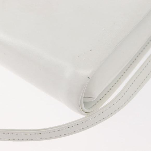 GIVENCHY Shoulder Bag Leather White Gold Auth 180085