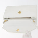 GIVENCHY Shoulder Bag Leather White Gold Auth 180085-16