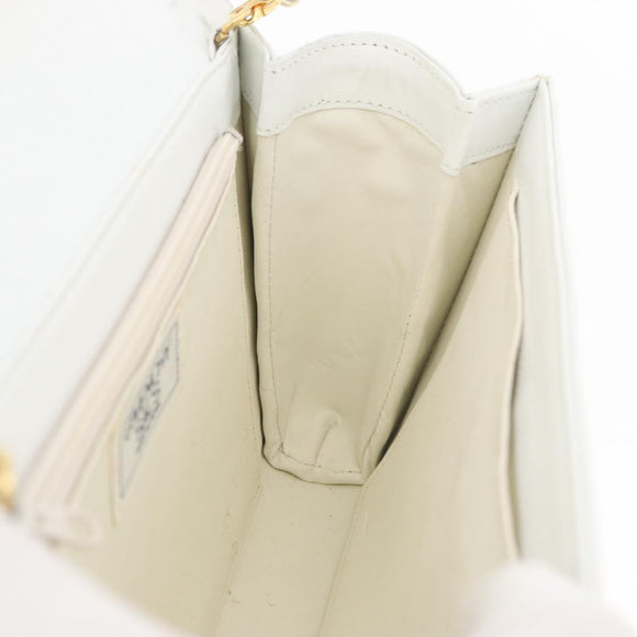 GIVENCHY Shoulder Bag Leather White Gold Auth 180085