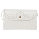 GIVENCHY Shoulder Bag Leather White Gold Auth 180085-2