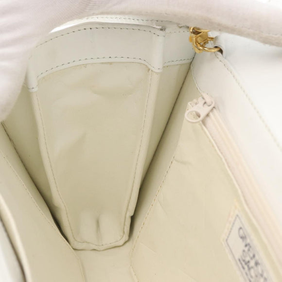 GIVENCHY Shoulder Bag Leather White Gold Auth 180085