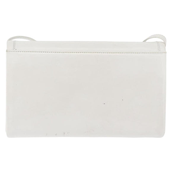 GIVENCHY Shoulder Bag Leather White Gold Auth 180085