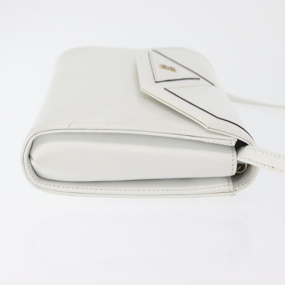 GIVENCHY Shoulder Bag Leather White Gold Auth 180085