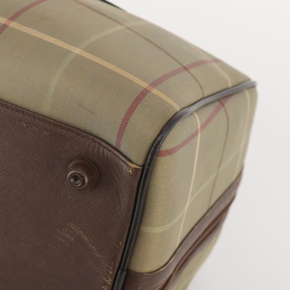 Burberrys Nova Check Boston Bag Canvas Beige Gold Auth 180086