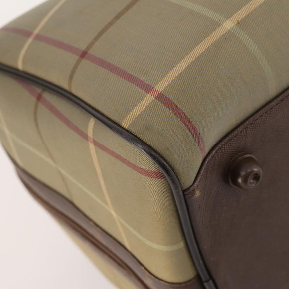 Burberrys Nova Check Boston Bag Canvas Beige Gold Auth 180086