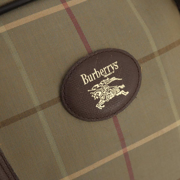 Burberrys Nova Check Boston Bag Canvas Beige Gold Auth 180086