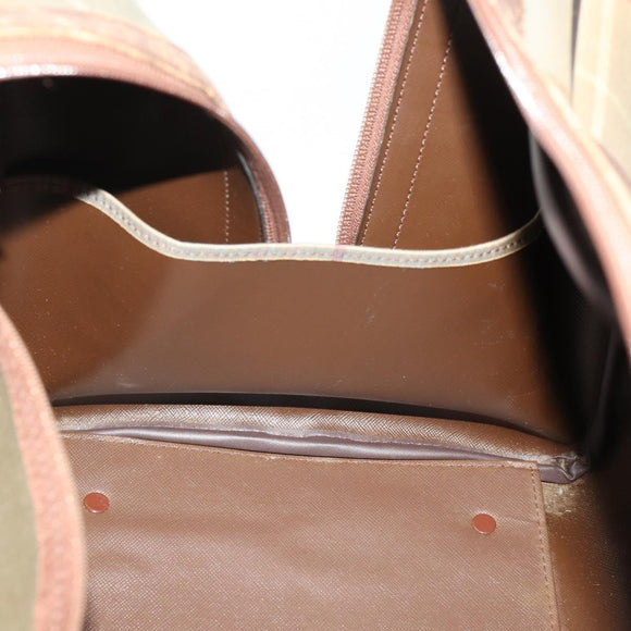 Burberrys Nova Check Boston Bag Canvas Beige Gold Auth 180086