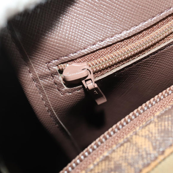 Burberrys Nova Check Boston Bag Canvas Beige Gold Auth 180086