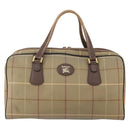Burberrys Nova Check Boston Bag Canvas Beige Gold Auth 180086-13