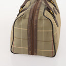Burberrys Nova Check Boston Bag Canvas Beige Gold Auth 180086-4