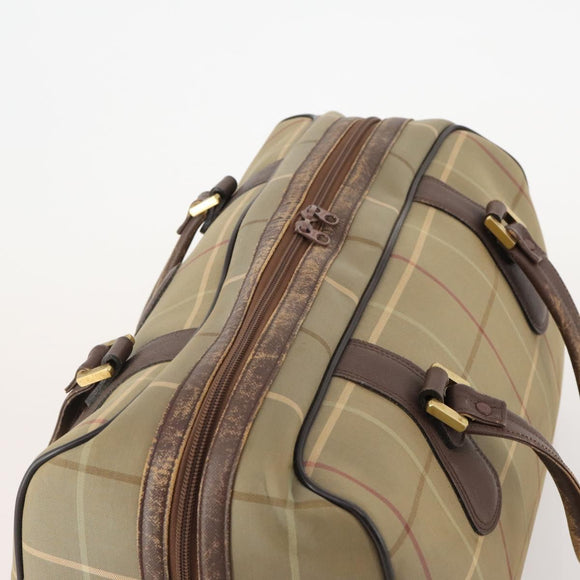 Burberrys Nova Check Boston Bag Canvas Beige Gold Auth 180086