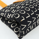 BVLGARI Logo Mania Handtasche Canvas Schwarz Silber Auth 180087-14