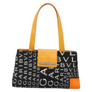 BVLGARI Logo Mania Handtasche Canvas Schwarz Silber Auth 180087-13