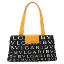 BVLGARI Logo Mania Handtasche Canvas Schwarz Silber Auth 180087-2
