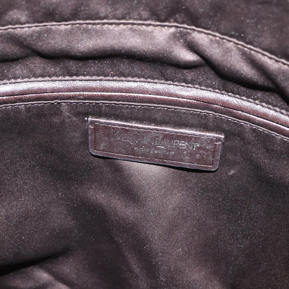 SAINT LAURENT Hand Bag Canvas Brown Auth 180089