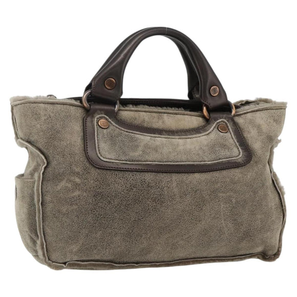 CELINE Boogie bag Hand Bag Mouton Brown Auth 180091A
