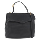 Christian Dior Hand Bag Leather 2way Black Gold Auth 180092-1