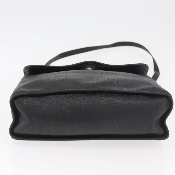 Christian Dior Hand Bag Leather 2way Black Gold Auth 180092
