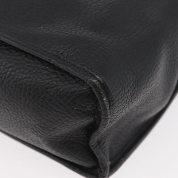 Christian Dior Hand Bag Leather 2way Black Gold Auth 180092