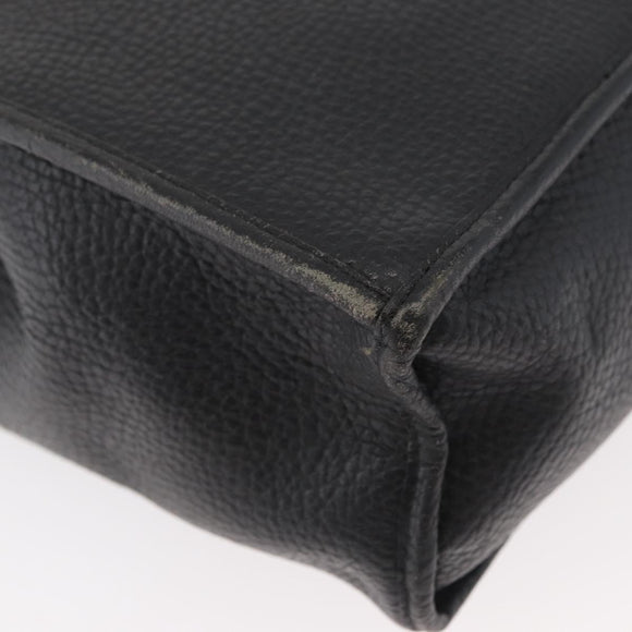Christian Dior Hand Bag Leather 2way Black Gold Auth 180092