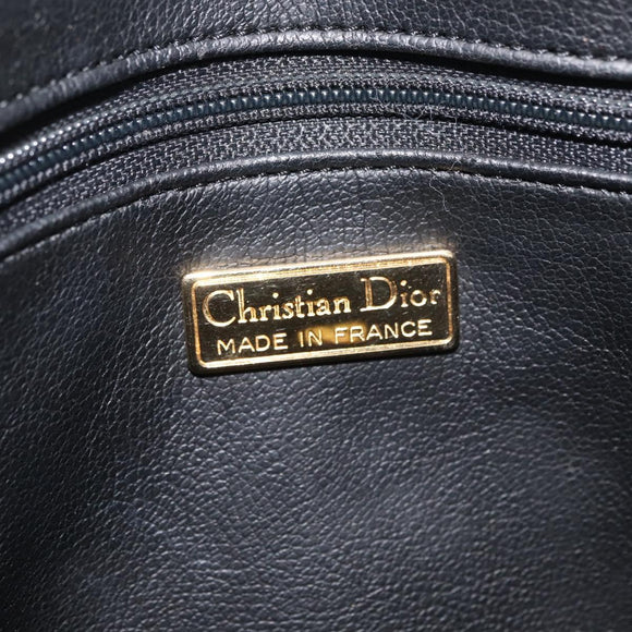 Christian Dior Hand Bag Leather 2way Black Gold Auth 180092