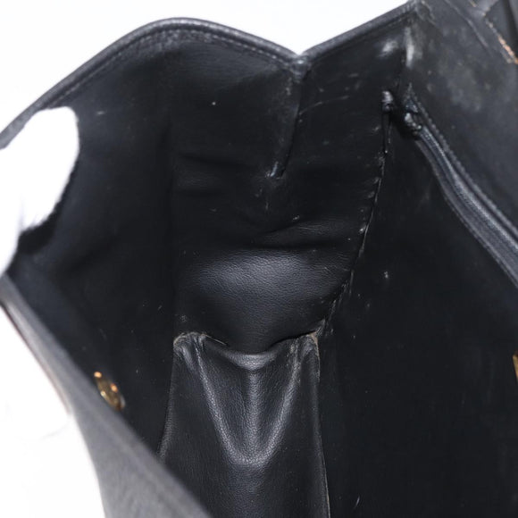 Christian Dior Hand Bag Leather 2way Black Gold Auth 180092
