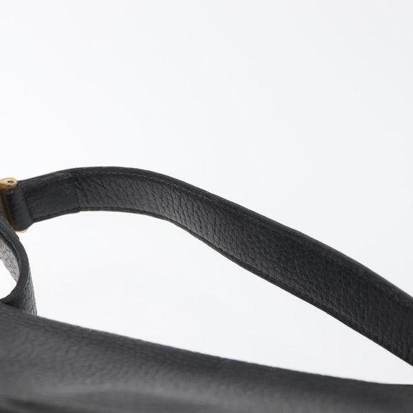 Christian Dior Hand Bag Leather 2way Black Gold Auth 180092