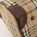 Burberrys Nova Check Boston Bag PVC Leather Beige Gold Auth 180095-13