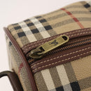 Burberrys Nova Check Boston Bag PVC Leather Beige Gold Auth 180095-15
