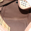 Burberrys Nova Check Boston Bag PVC Leather Beige Gold Auth 180095-18