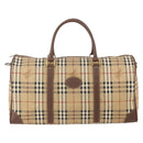 Burberrys Nova Check Boston Bag PVC Leather Beige Gold Auth 180095-2