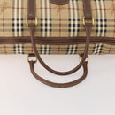 Burberrys Nova Check Boston Bag PVC Leather Beige Gold Auth 180095-7