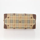 Burberrys Nova Check Boston Bag PVC Leather Beige Gold Auth 180095-9
