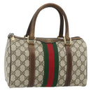 GUCCI GG Supreme Web Sherry Line Hand Bag PVC Beige Gold Red Auth 180100-1