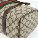GUCCI GG Supreme Web Sherry Line Hand Bag PVC Beige Gold Red Auth 180100-16
