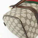 GUCCI GG Supreme Web Sherry Line Hand Bag PVC Beige Gold Red Auth 180100-9