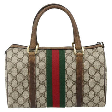GUCCI GG Supreme Web Sherry Line Hand Bag PVC Beige Gold Red Auth 180100 - 0