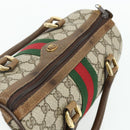 GUCCI GG Supreme Web Sherry Line Hand Bag PVC Beige Gold Red Auth 180100-6