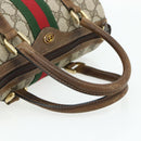 GUCCI GG Supreme Web Sherry Line Hand Bag PVC Beige Gold Red Auth 180100-7