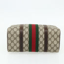 GUCCI GG Supreme Web Sherry Line Hand Bag PVC Beige Gold Red Auth 180100-5