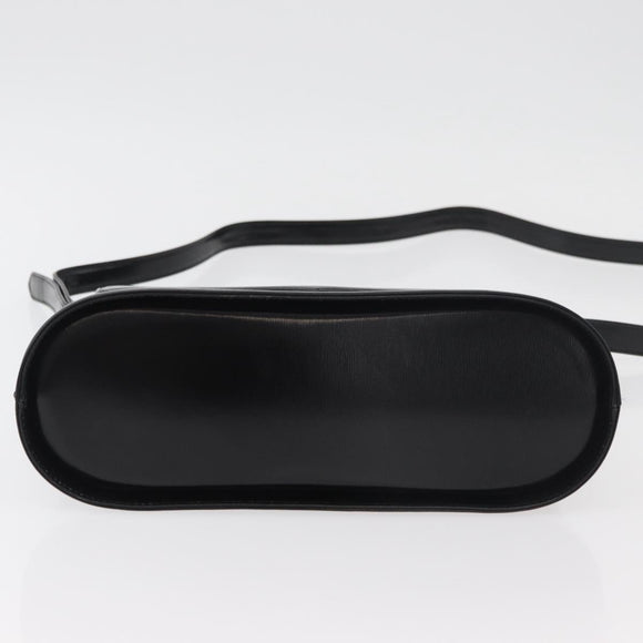 SAINT LAURENT Hand Bag Leather 2way Black Gold Auth 180103