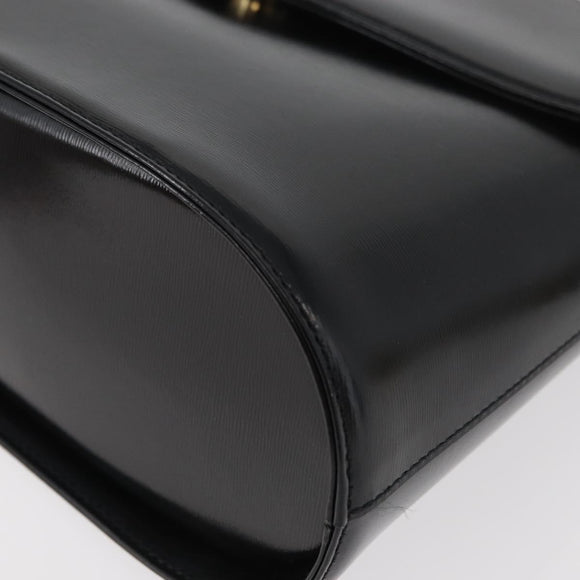 SAINT LAURENT Hand Bag Leather 2way Black Gold Auth 180103