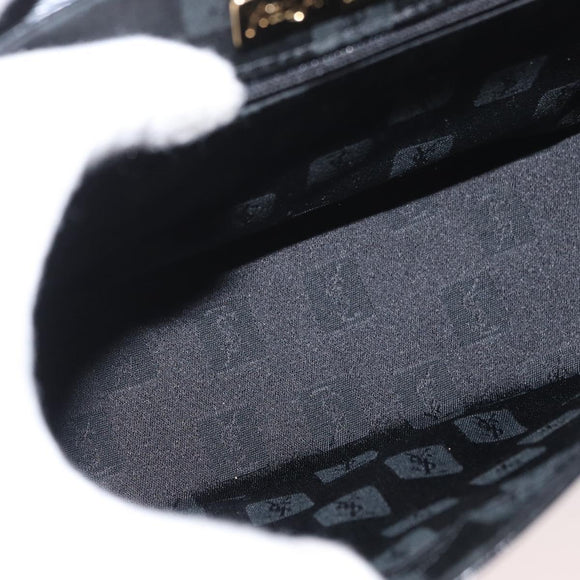 SAINT LAURENT Hand Bag Leather 2way Black Gold Auth 180103