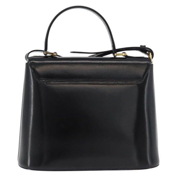 SAINT LAURENT Hand Bag Leather 2way Black Gold Auth 180103